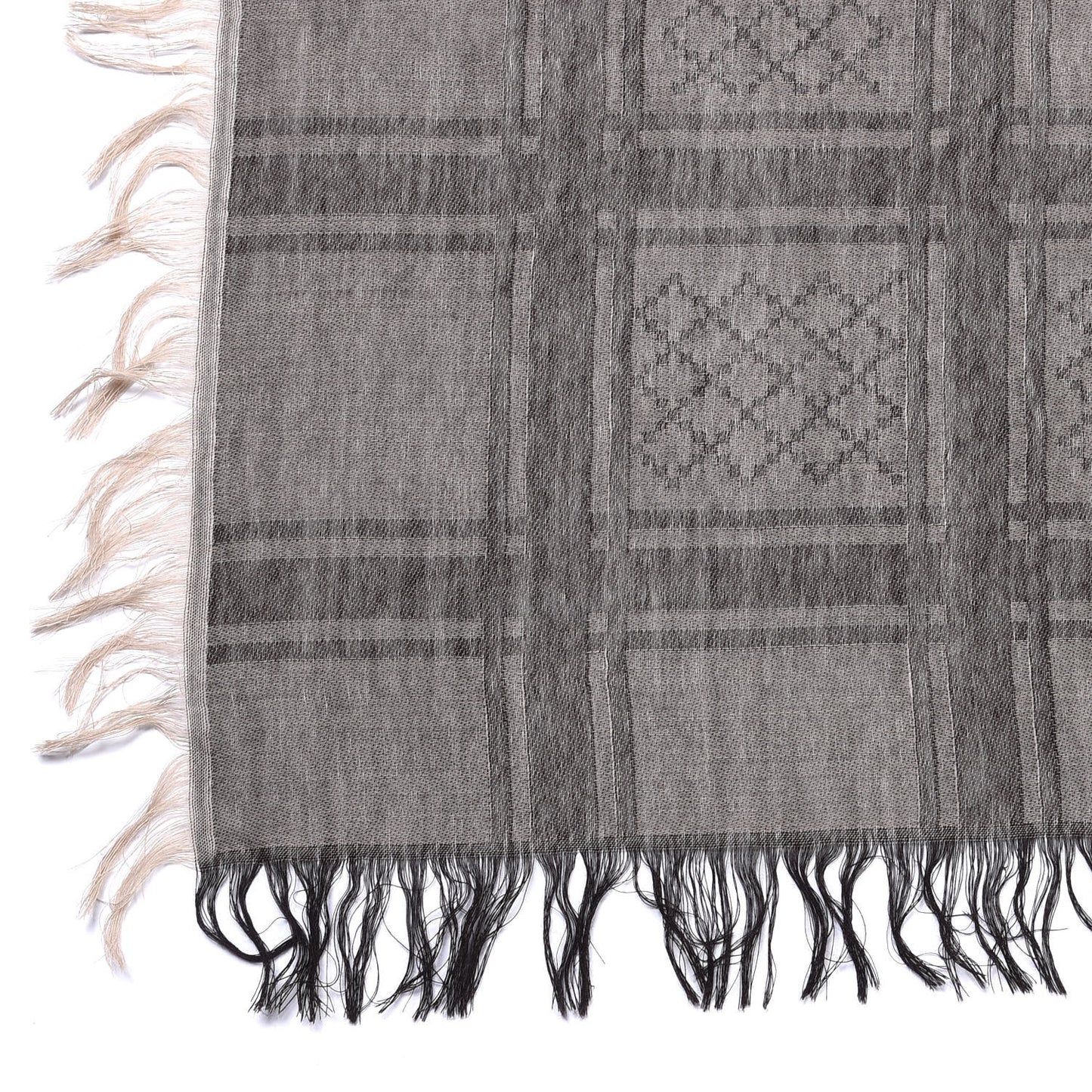 Wool Silk GG Monogram Diamante Plaid Surviee Shawl Beige Dark Brown
