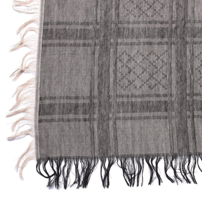 Gucci Wool Silk GG Monogram Diamante Plaid Surviee Shawl Beige Dark Brown 2 of 4