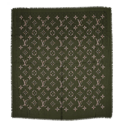 Louis Vuitton Wool Silk Monogram Giant Jungle Scarf Kaki 1 of 3