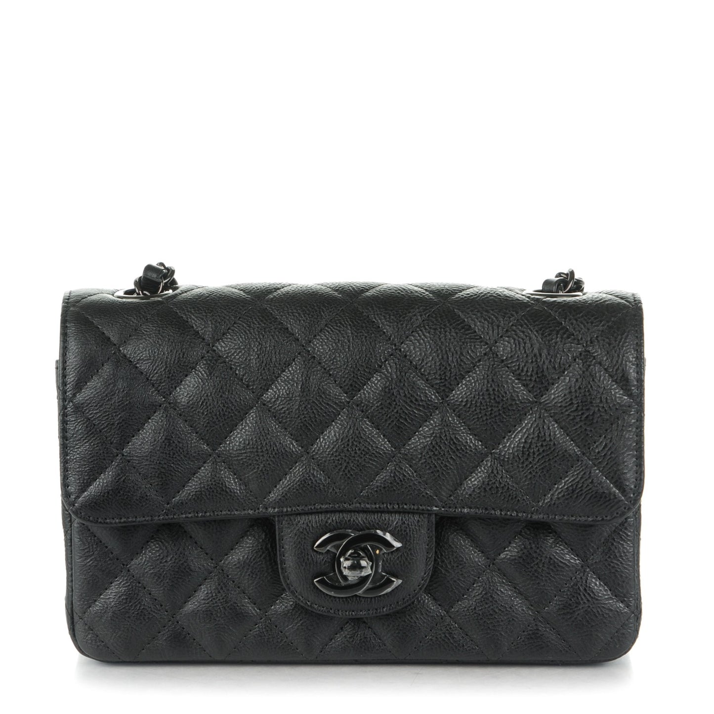 Calfskin Quilted Mini Rectangular Flap So Black