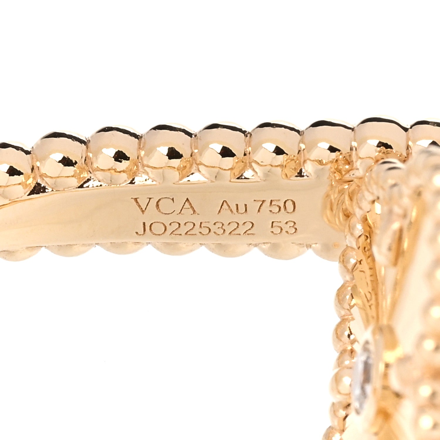 Van Cleef & Arpels 18K Yellow Gold Diamond Blue Agate Reversible Guilloche Vintage Alhambra Ring 53 6.5 5 of 6