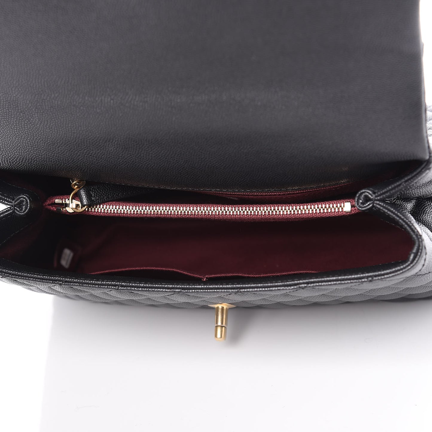 Caviar Quilted Small Coco Handle Flap Black