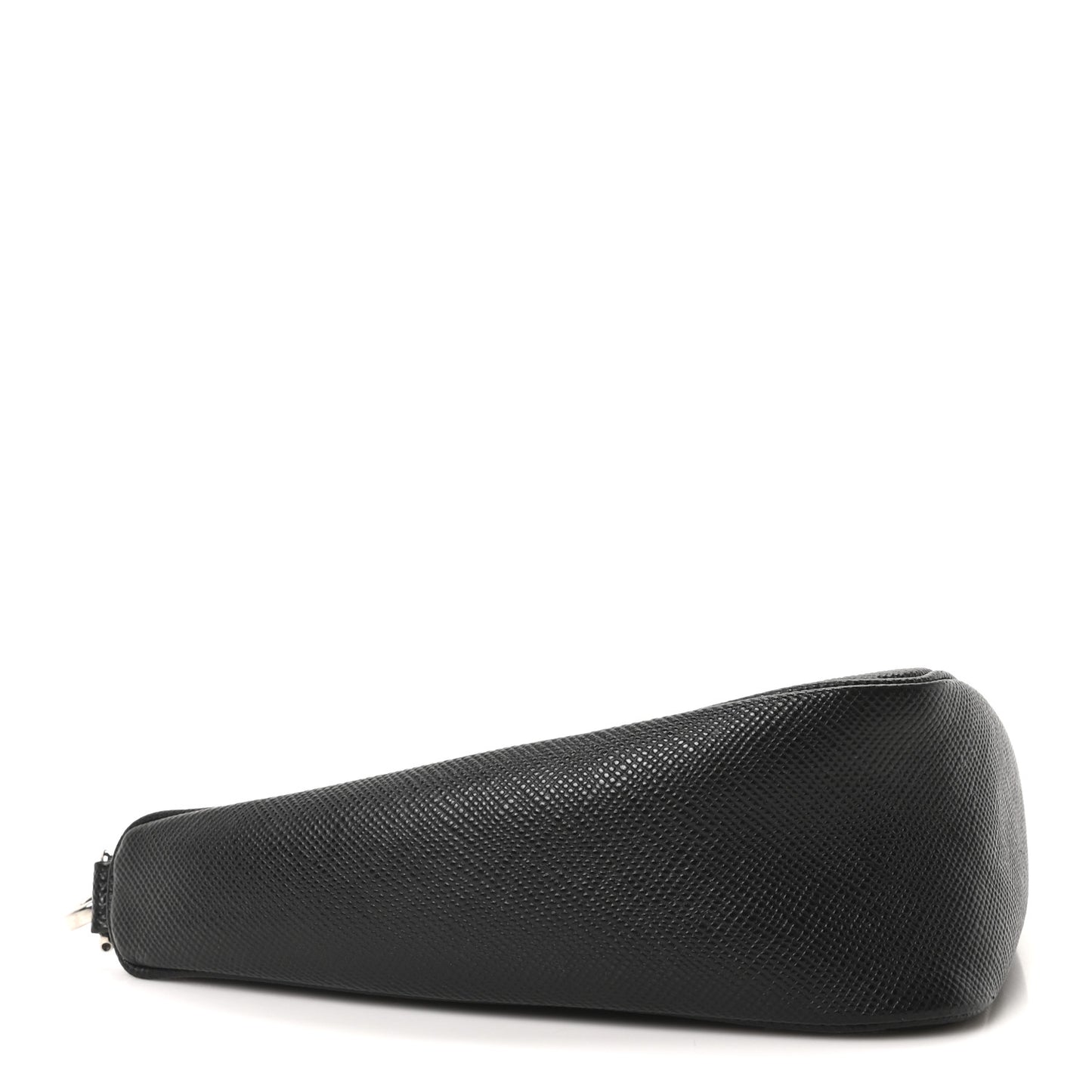 Saffiano Cuir Triangle Logo Embossed Triangle Wristlet Black