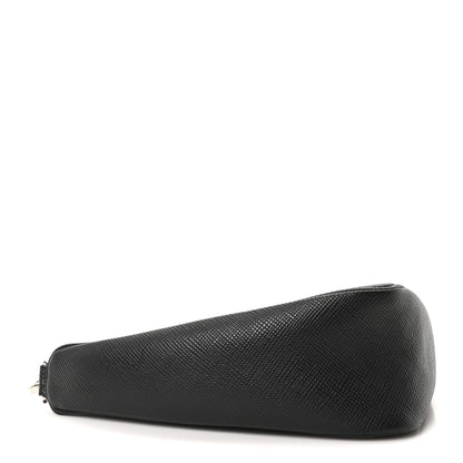 Prada Saffiano Cuir Triangle Logo Embossed Triangle Wristlet Black 4 of 10