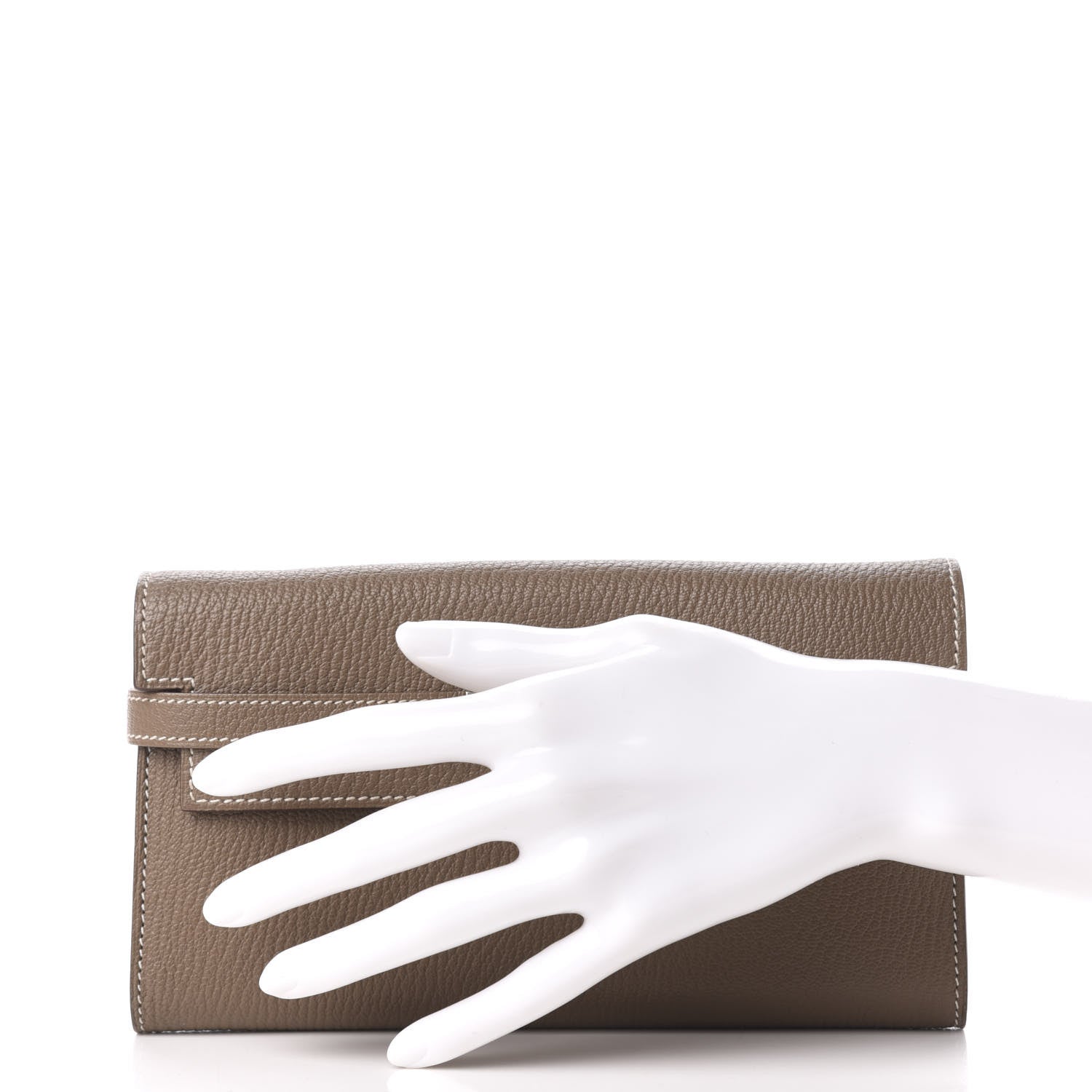 Hermes Chevre Mysore Kelly Longue Wallet Etoupe 2 of 7