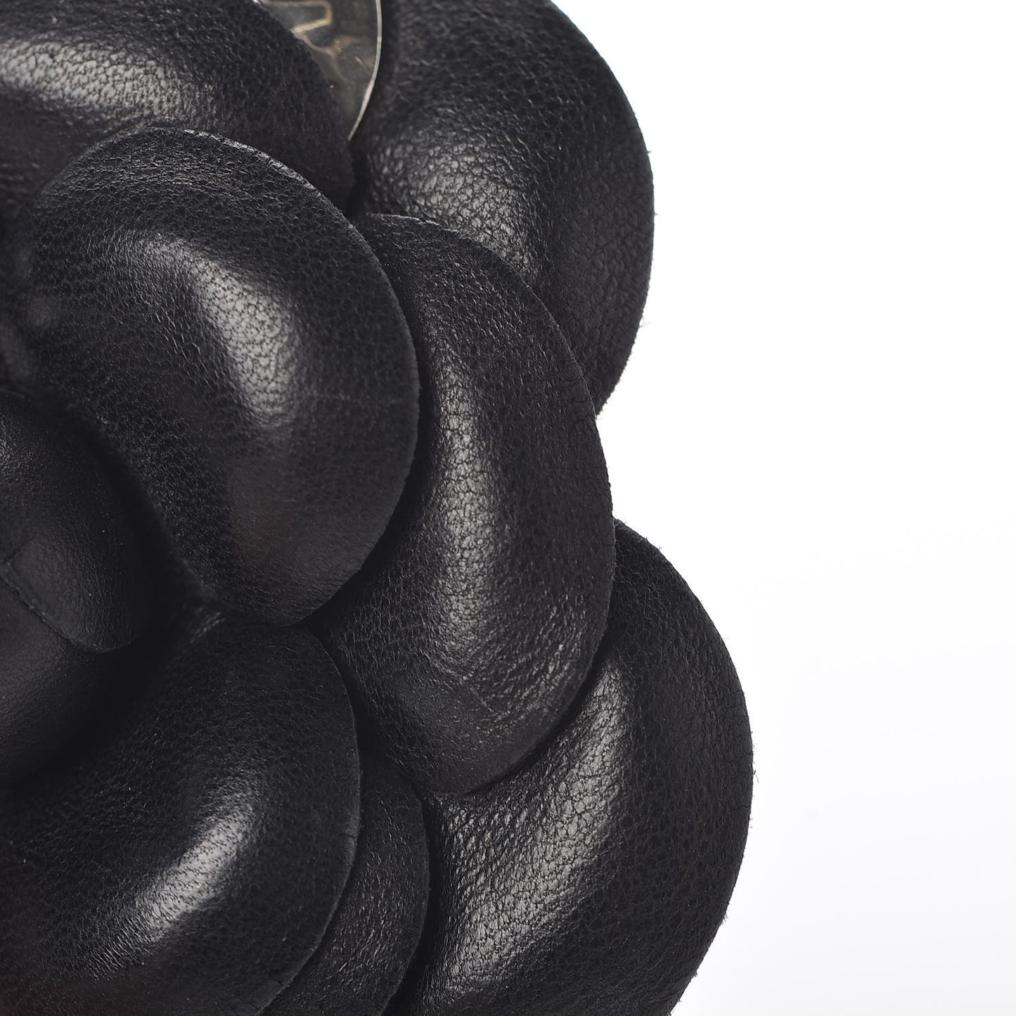 Lambskin Camellia Brooch Black