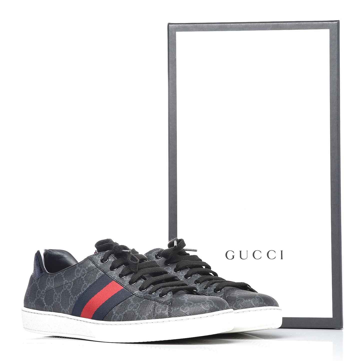 GG Supreme Monogram Ayers Web Mens New Ace Sneakers 9 Black