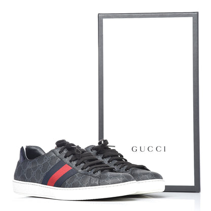 Gucci GG Supreme Monogram Ayers Web Mens New Ace Sneakers 9 Black 14 of 14