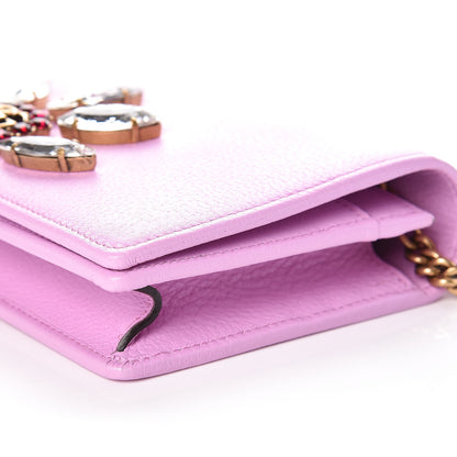 Gucci Calfskin Marquise Crystals Mini GG Chain Wallet Malva 10 of 11