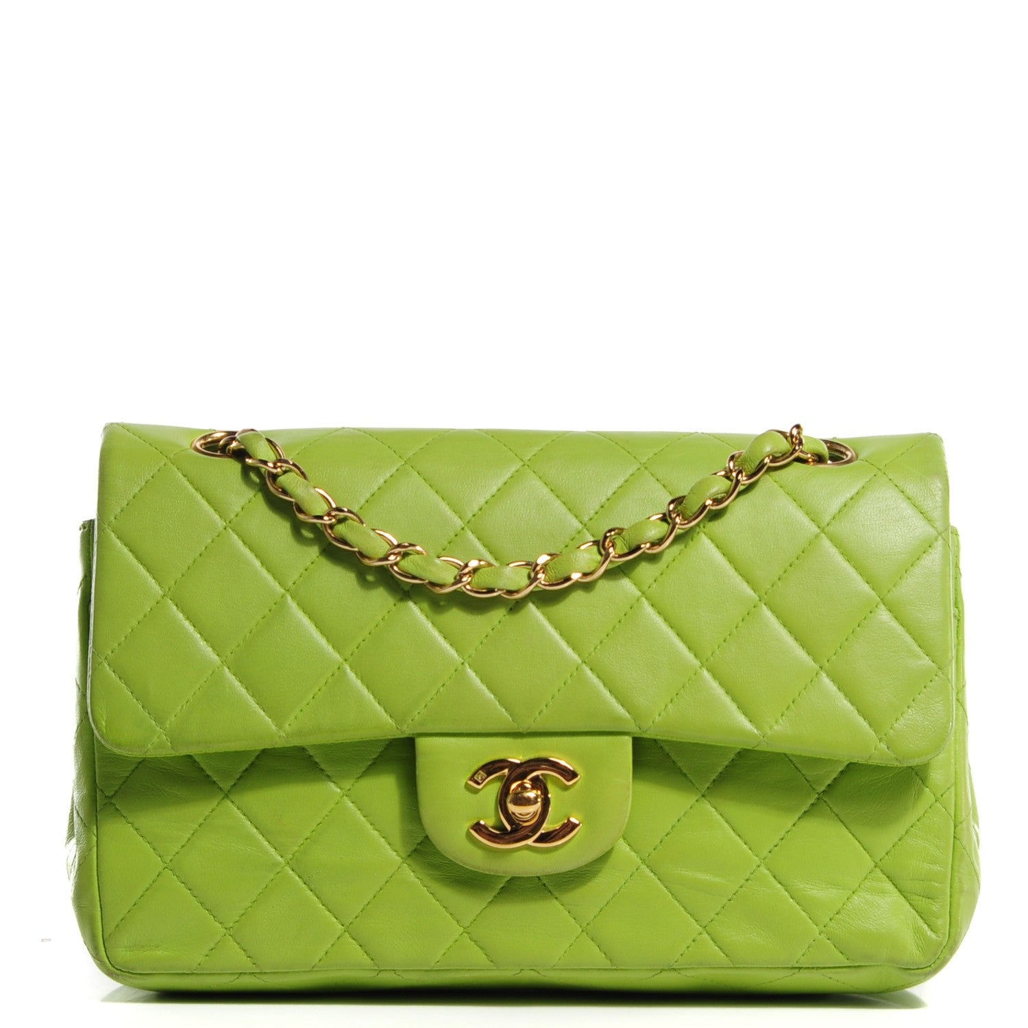 Chanel Lambskin Quilted Small Double Flap Green 1 of 8
