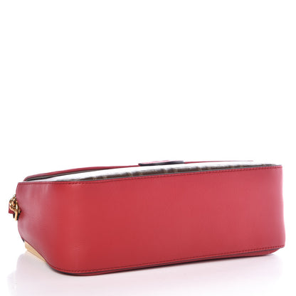 Fendi Vitello Grace Glazed Fabric FF 1974 Double F Shoulder Bag Fragola Mogano Panna 4 of 8
