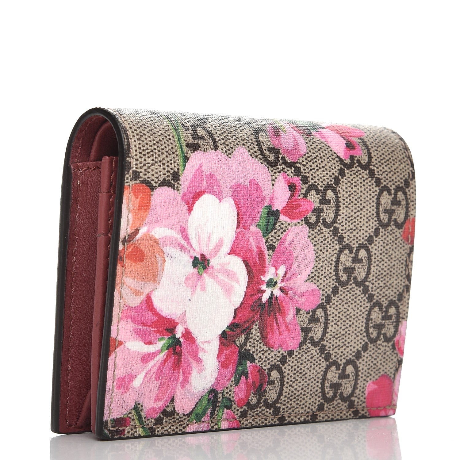 Gucci GG Supreme Monogram Blooms Card Case Beige Multicolor Dry Rose 3 of 7