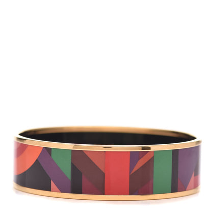 Hermes Enamel Printed Wide Perspective Cavaliere Bracelet 65 Cacao 1 of 5