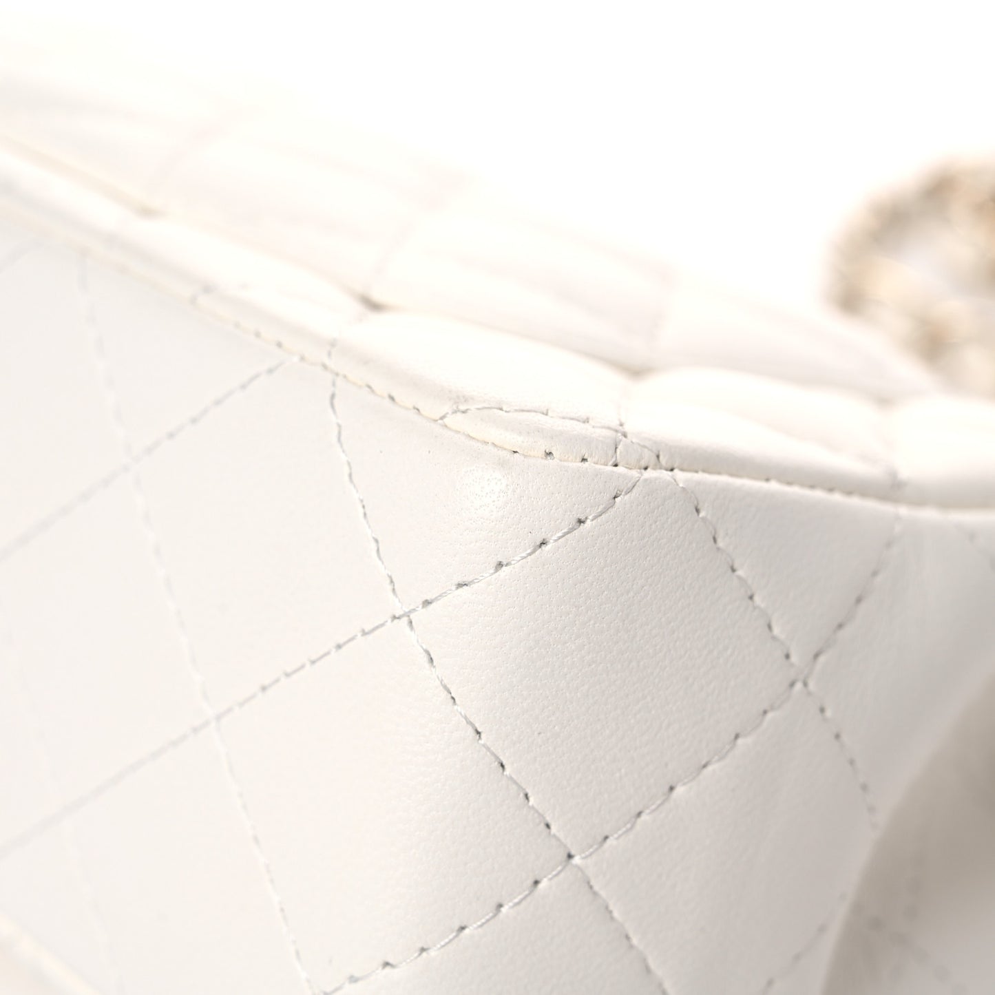 Lambskin Quilted Mini Rectangular Flap White