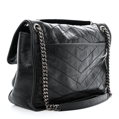 Saint Laurent Crinkled Calfskin Matelasse Monogram Medium Niki Chain Satchel Black 3 of 13
