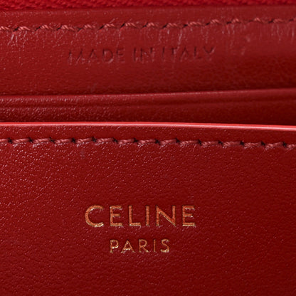Celine Calfskin Quilted C Charm Compact Zipped Wallet Red 6 of 9