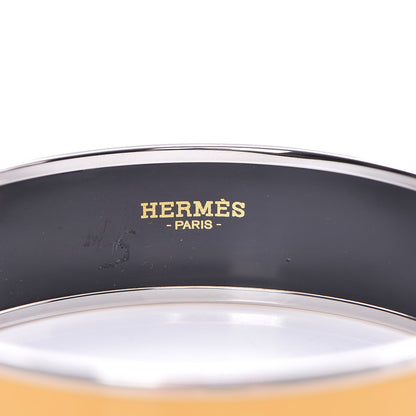 Hermes Enamel Printed Wide Caleche Bracelet 70 Jaune De Mars 5 of 5