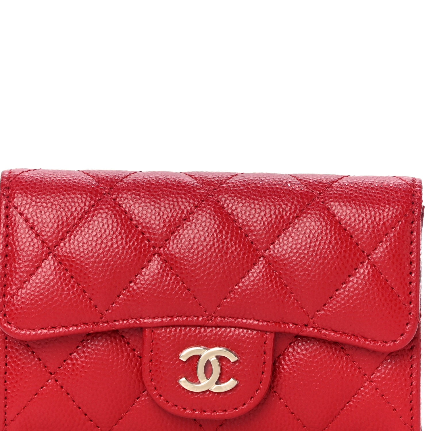 Chanel Caviar Quilted Flap Card Holder Wallet Red 9 of 12