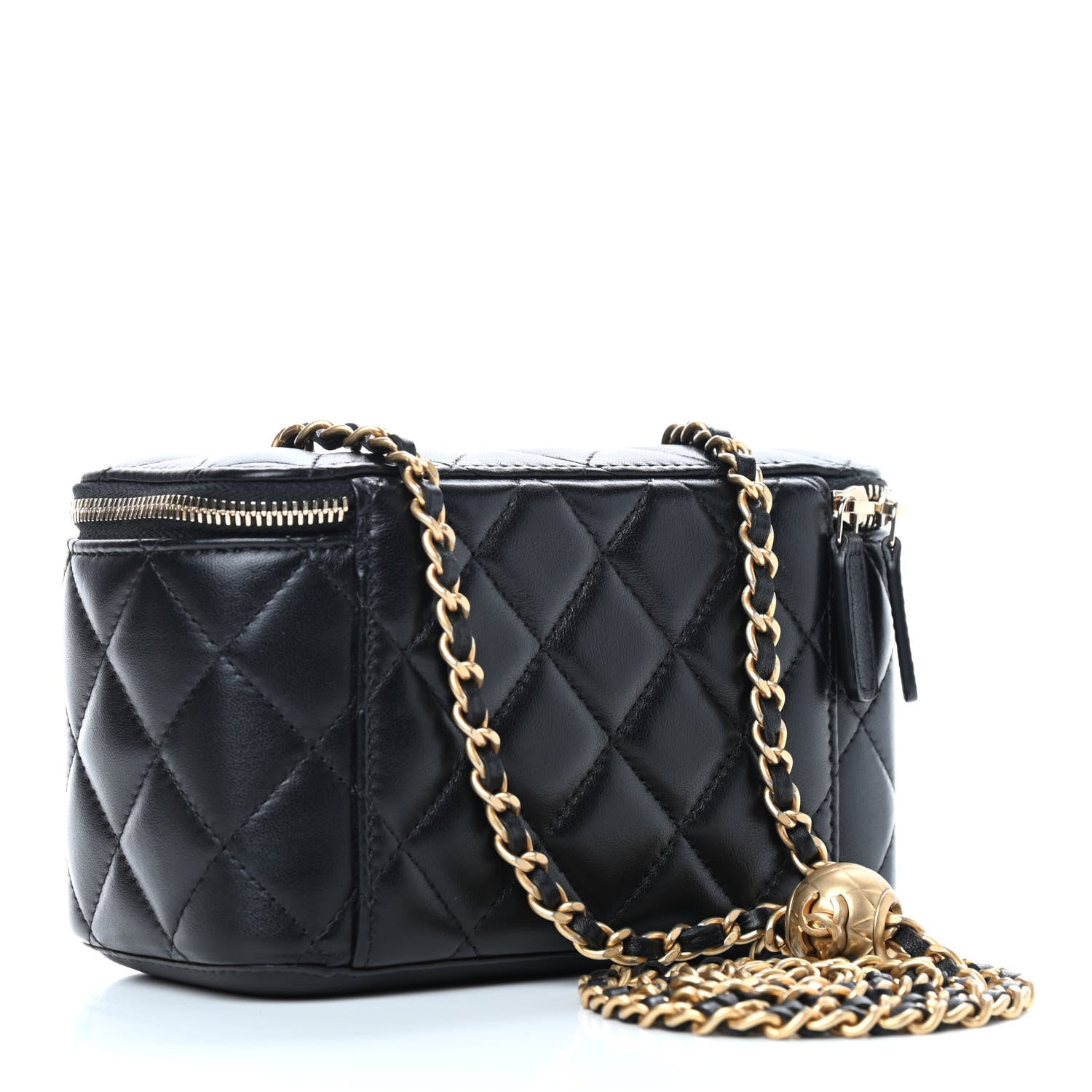 Chanel Lambskin Quilted Pearl Crush Small Vanity Case With Chain Black 3 of 9
