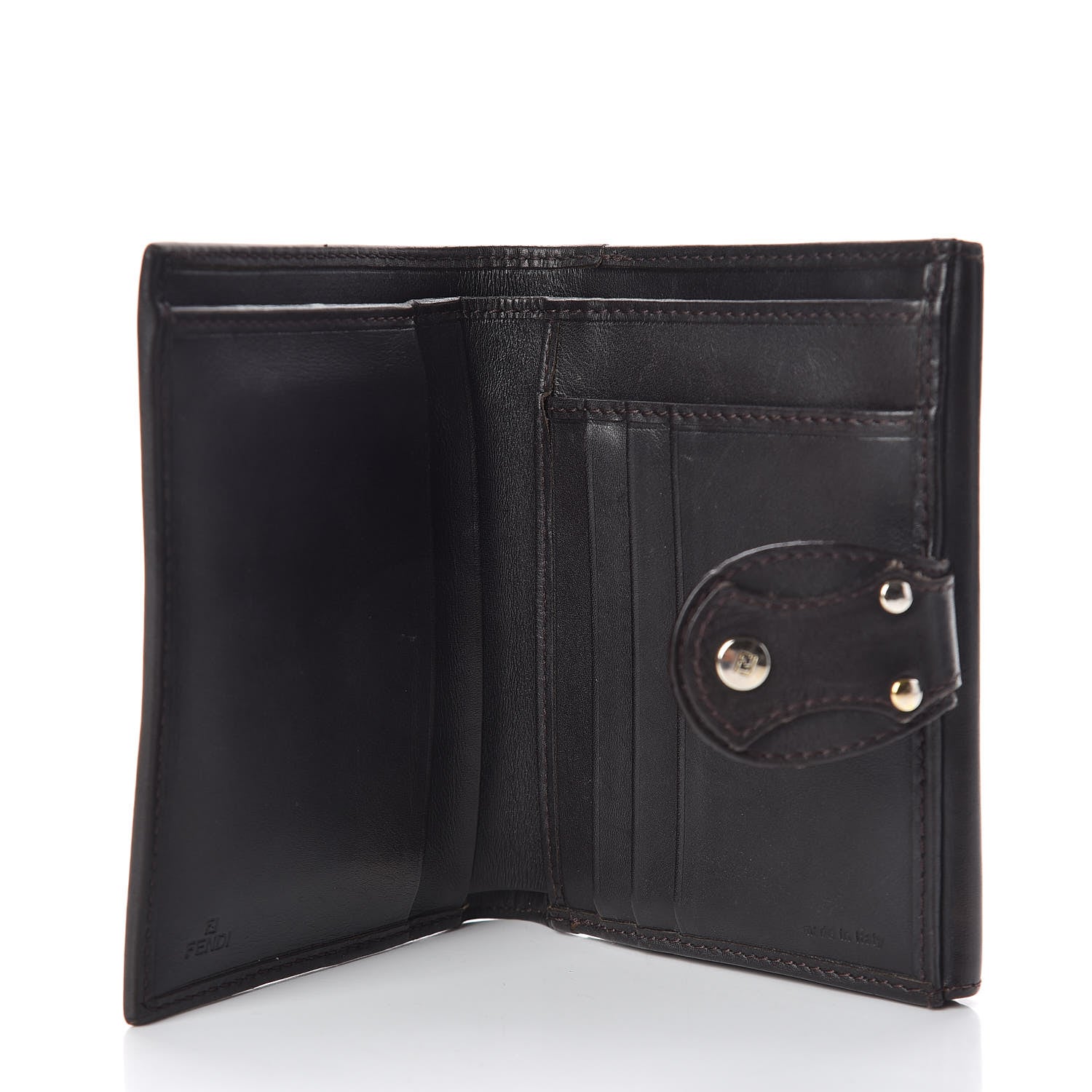 Fendi Zucca Cuoio Lucido Compact Wallet Tobacco Moro 5 of 9