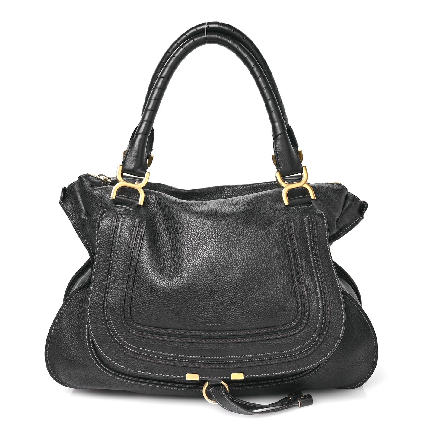 Calfskin Large Marcie Satchel Black