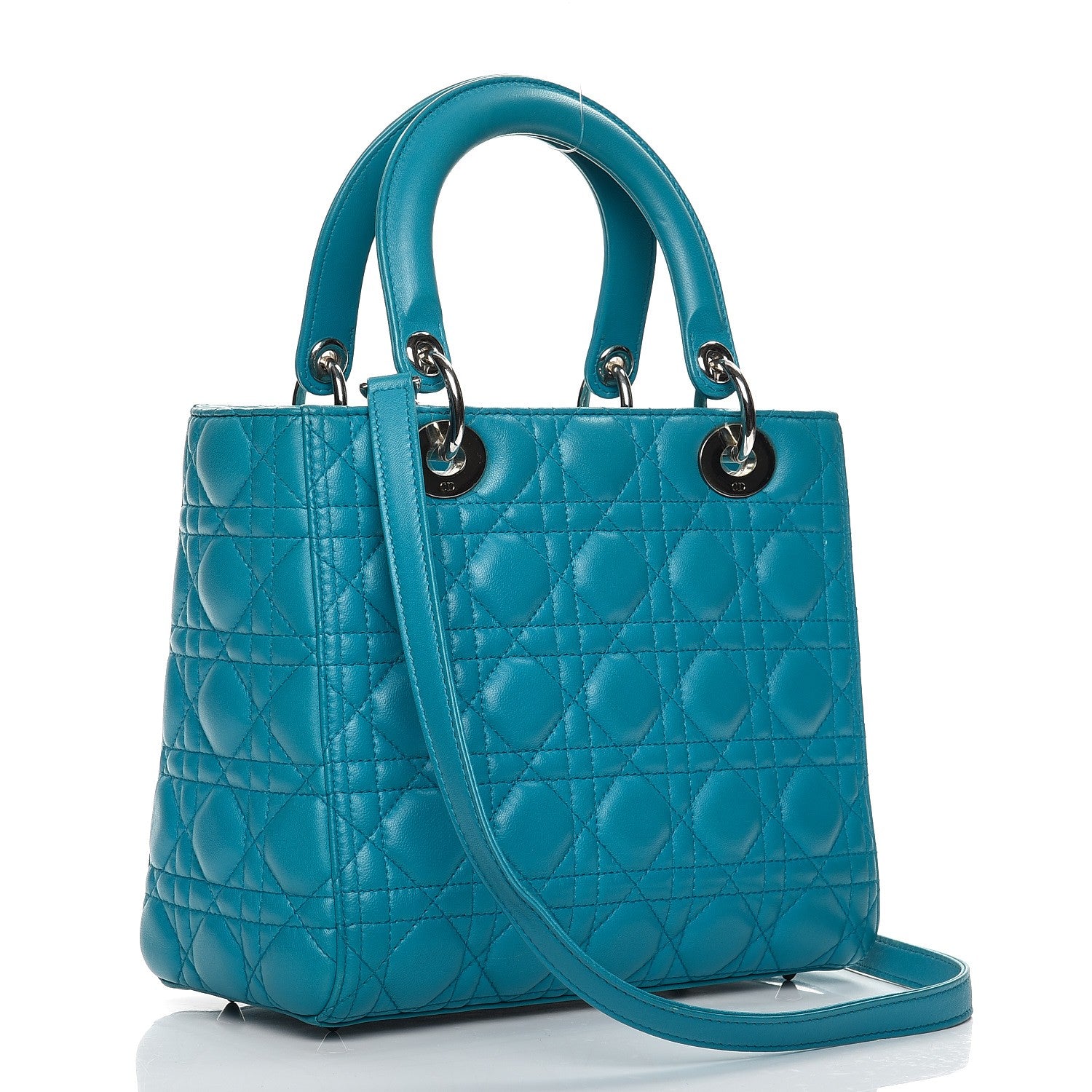 Christian Dior Lambskin Cannage Medium Lady Dior Turquoise 4 of 8