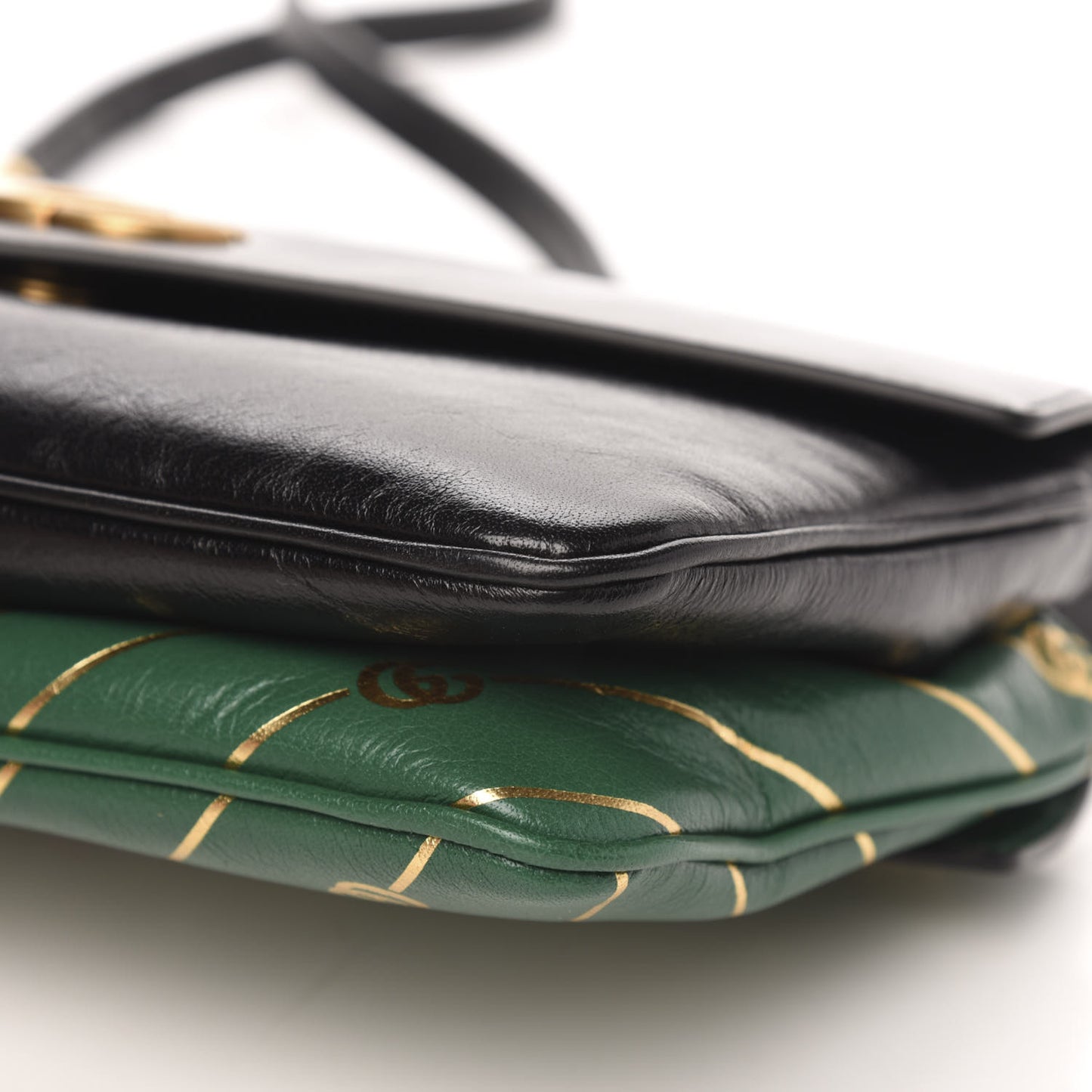 Calfskin Diagonal GG Medium Thiara Double Envelope Shoulder Bag Emerald Green Black