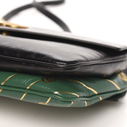 Gucci Calfskin Diagonal GG Medium Thiara Double Envelope Shoulder Bag Emerald Green Black 11 of 12