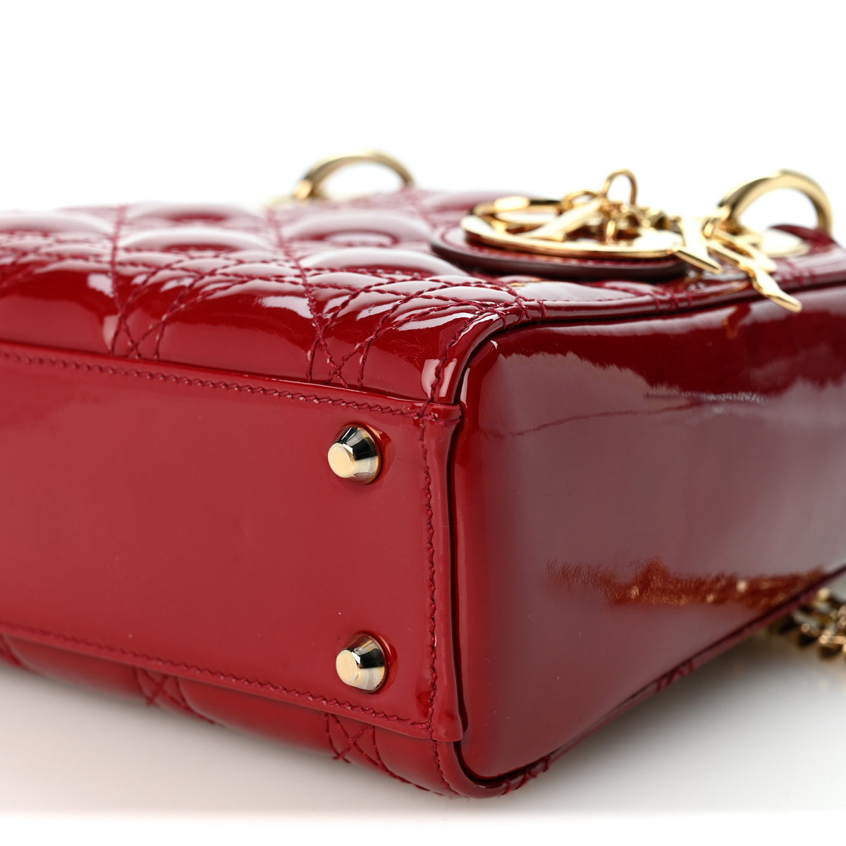 Patent Cannage Mini Lady Dior Red