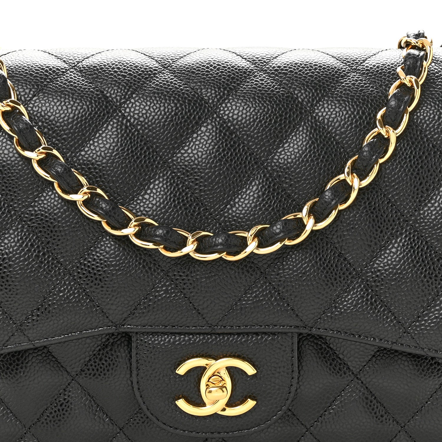 Chanel Caviar Quilted Jumbo Double Flap Black Black 8 of 13