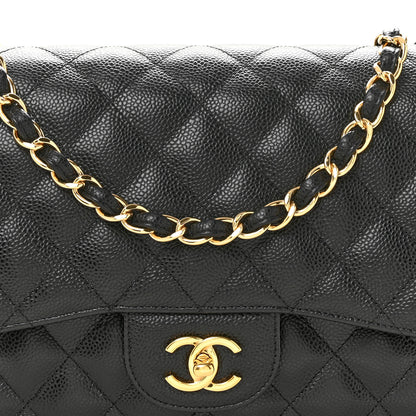 Chanel Caviar Quilted Jumbo Double Flap Black Black 8 of 13