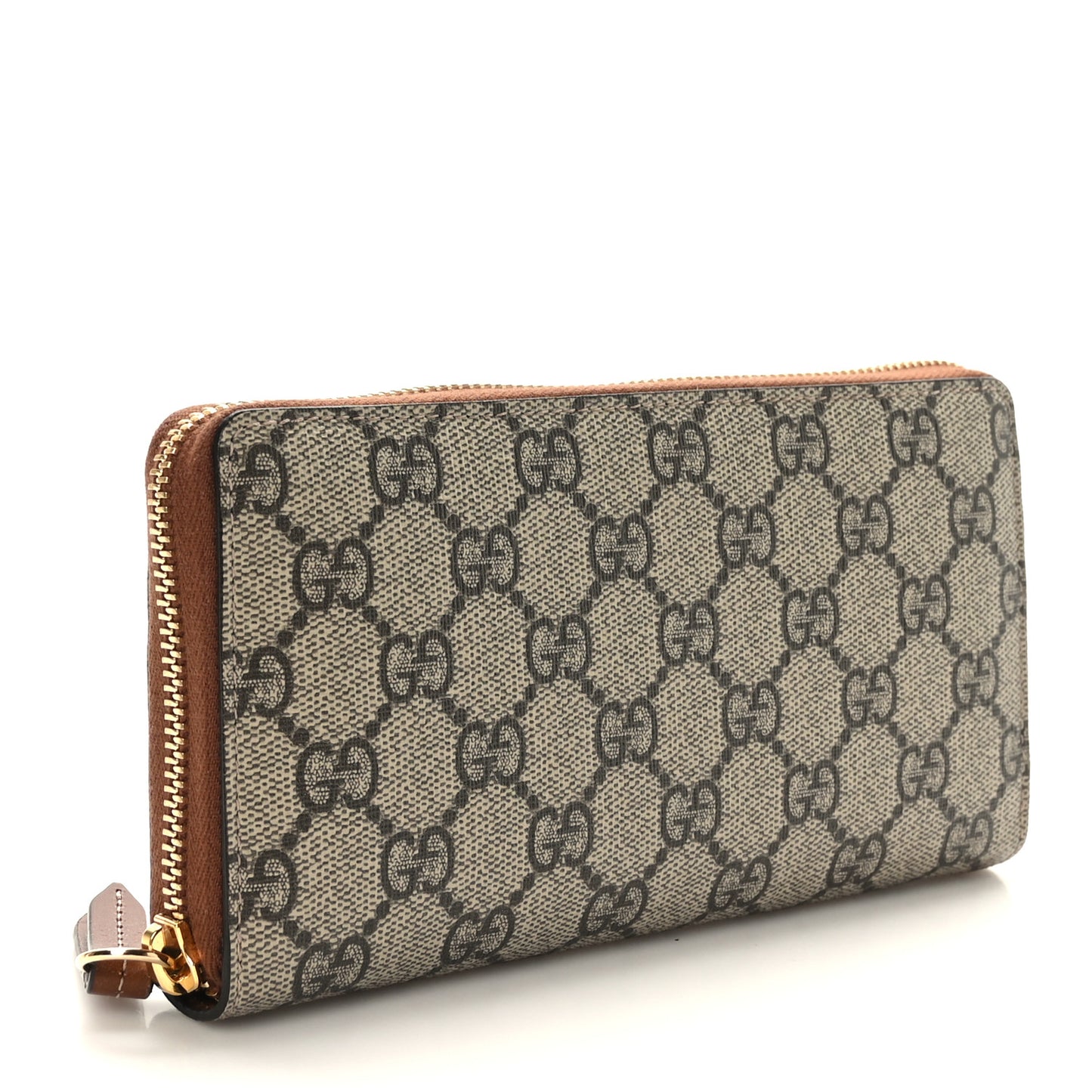 GG Supreme Monogram Cuoio Toscano Zip Around Wallet Beige Ebony Cuir