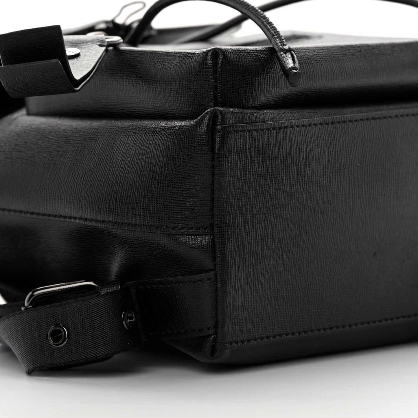 Saffiano Diag Backpack Black White