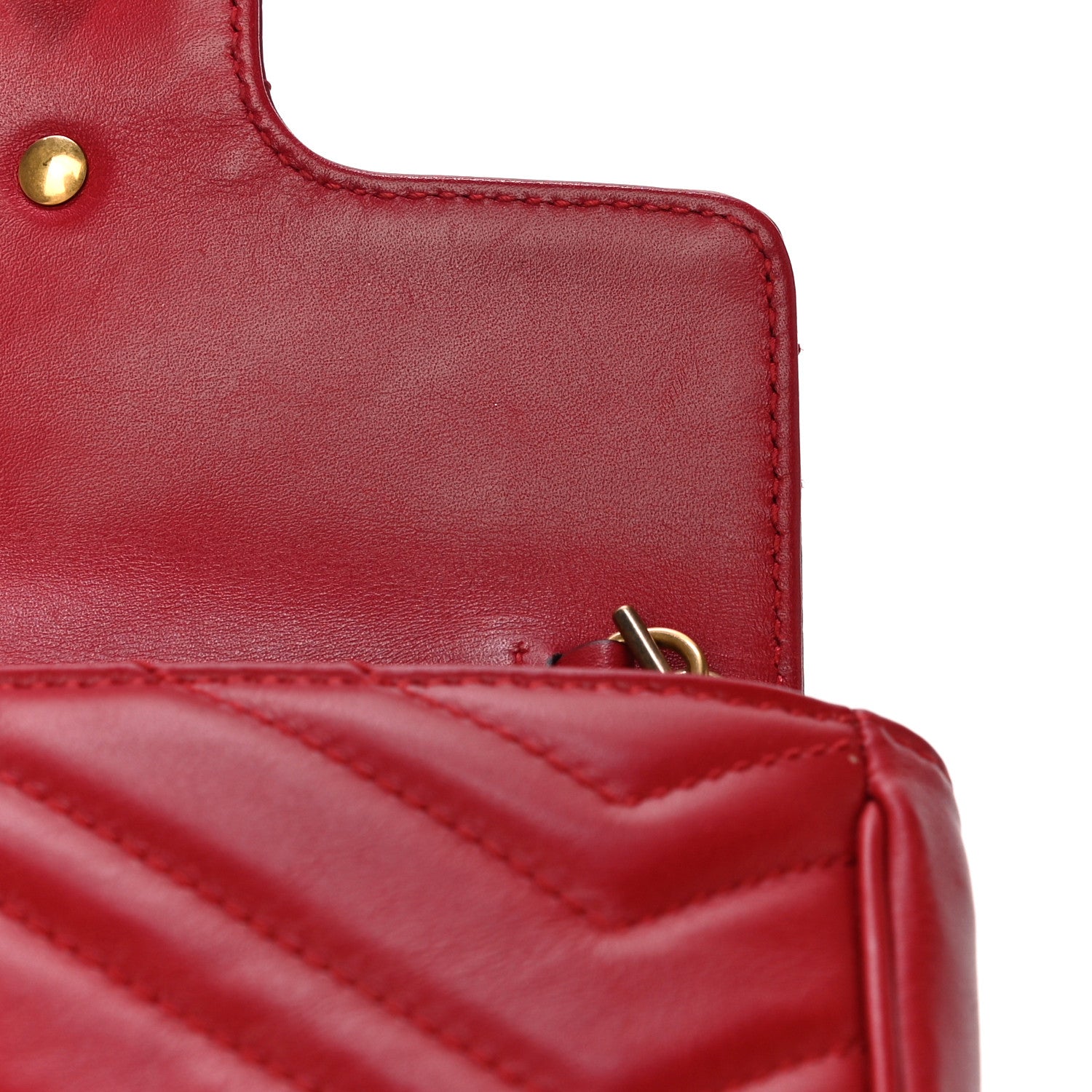 Gucci Calfskin Matelasse Super Mini GG Marmont Shoulder Bag Hibiscus Red 11 of 16