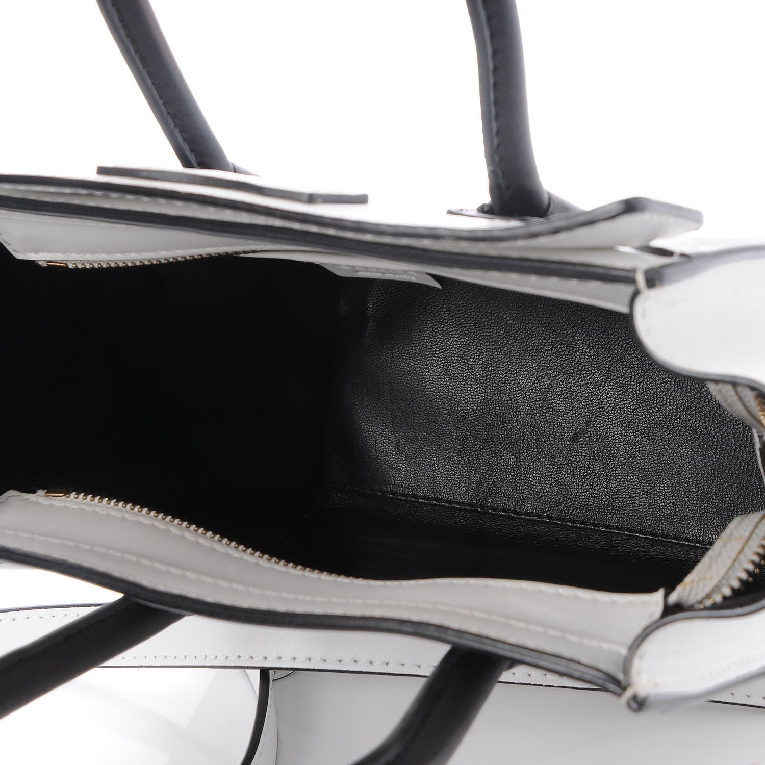 Celine Satin Calfskin Nano Bi-Color Luggage White Black 6 of 9