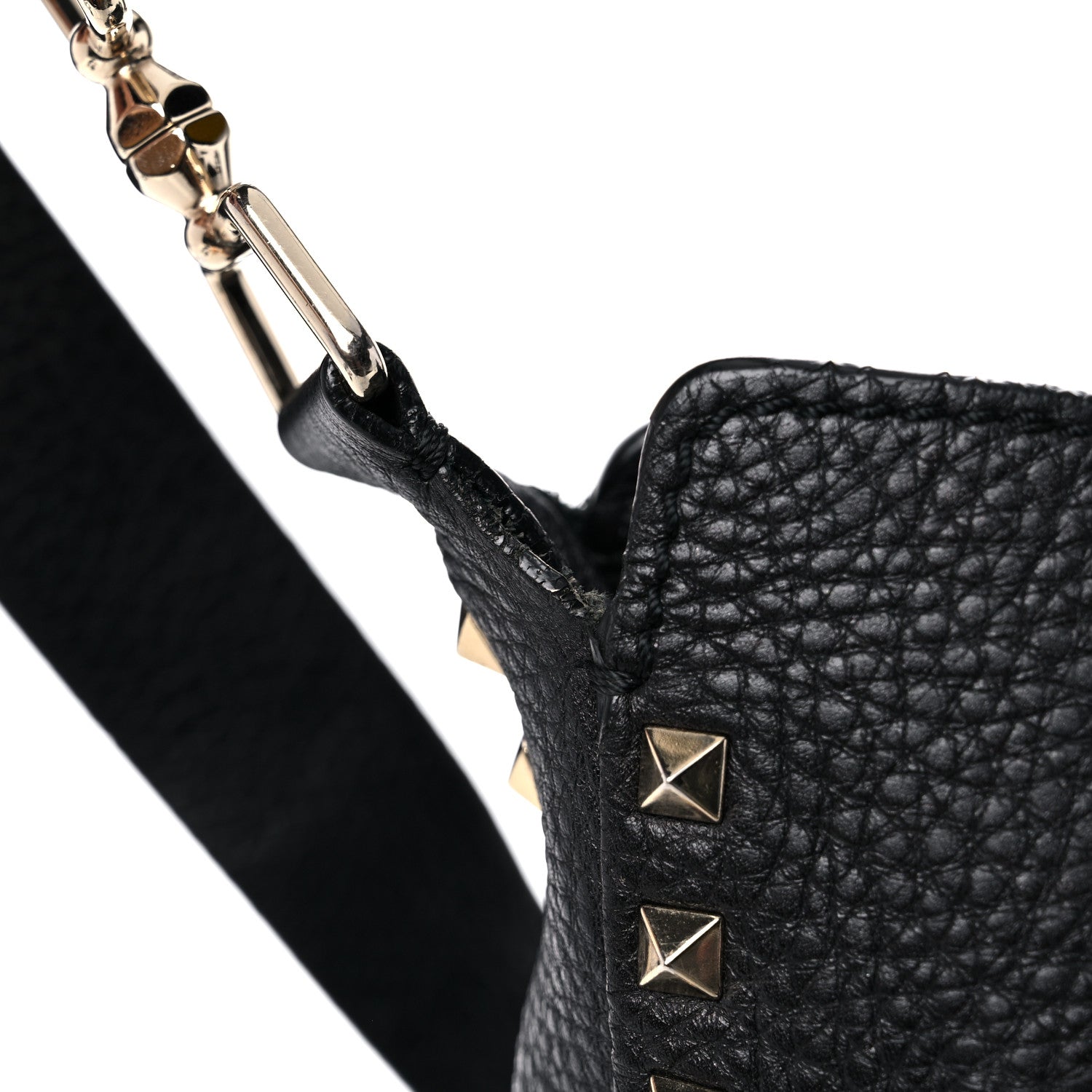Valentino Garavani Pebbled Calfskin Large Rockstud Flip-Lock Messenger Bag Black 16 of 24