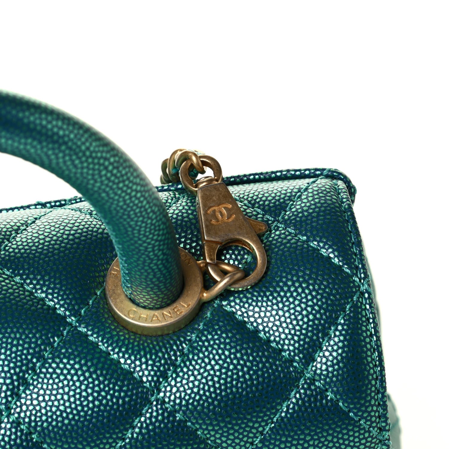 Chanel Metallic Caviar Quilted Mini Coco Handle Flap Blue 6 of 6
