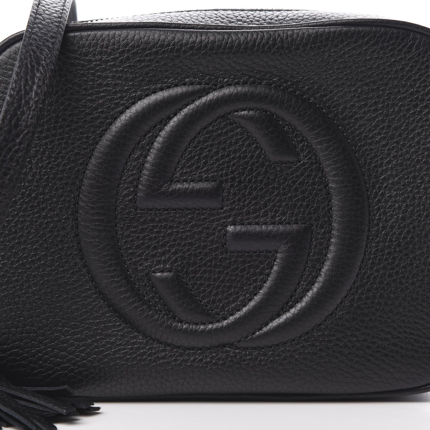 Pebbled Calfskin Small Soho Disco Bag Black