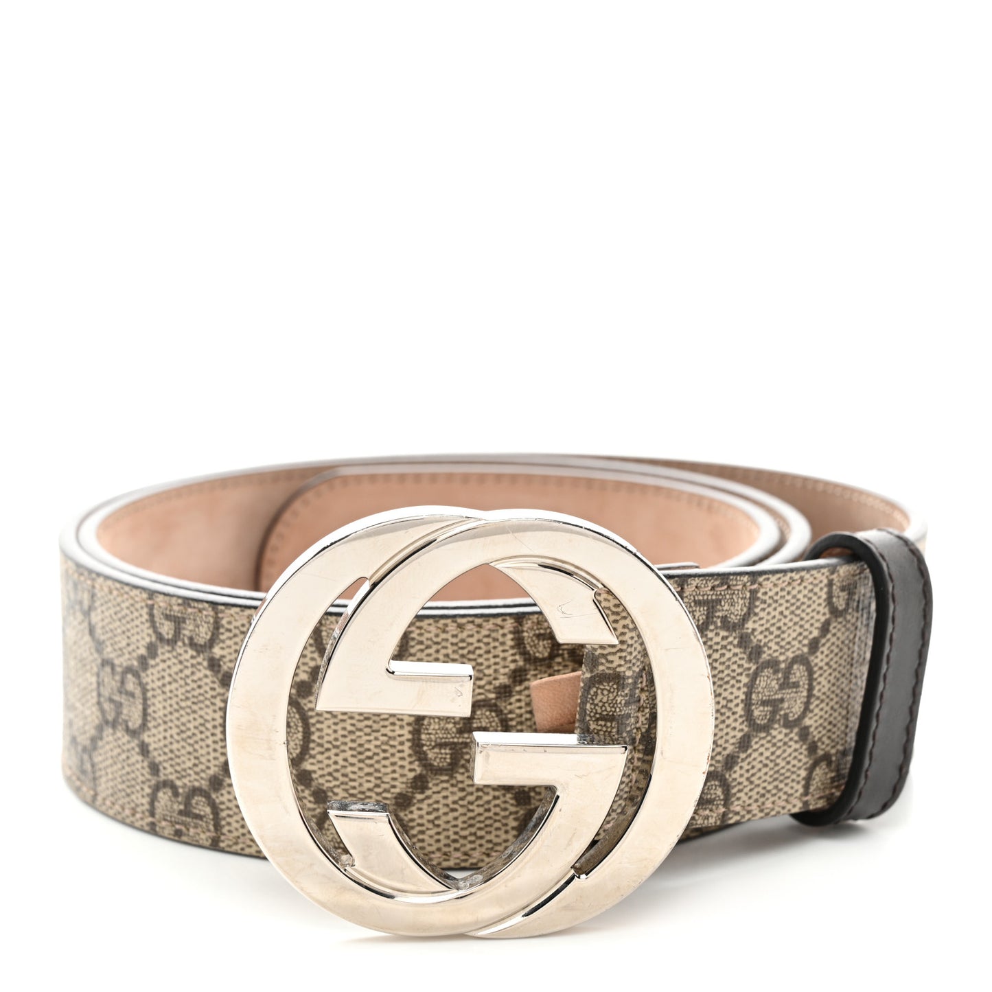 GG Supreme Monogram Selleria Calfskin Interlocking G 40mm Belt 90 36 Beige Ebony Cocoa