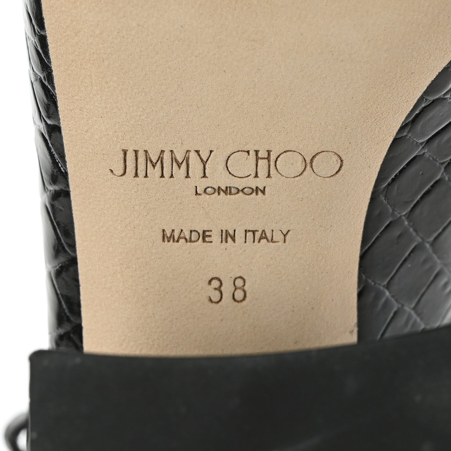 Crocodile Embossed Calfskin Jassidy 85 Pumps 38 Black