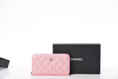 Chanel Iridescent Caviar Quilted Medium Zip Around Wallet Pink 12 of 12