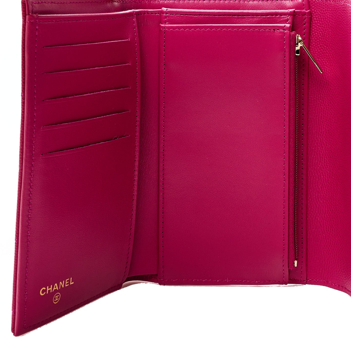 Caviar Quilted Medium Flap Wallet Fuchsia