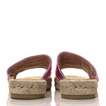 Gucci Metallic Nappa Matelasse GG Marmont Espadrille Slide Sandals 38.5 Rosa 5 of 8