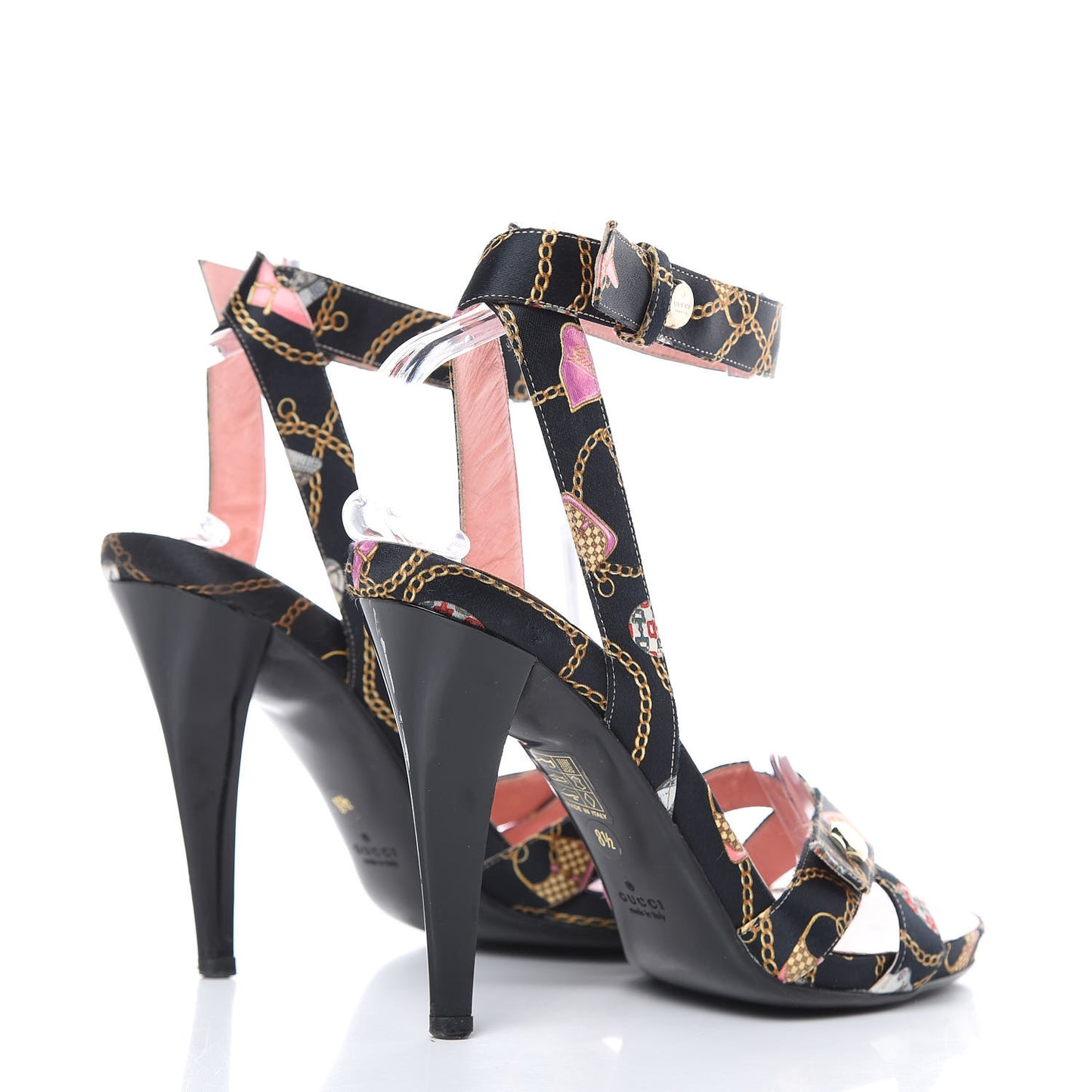 Satin Techno Charms Sandals 8.5 Black