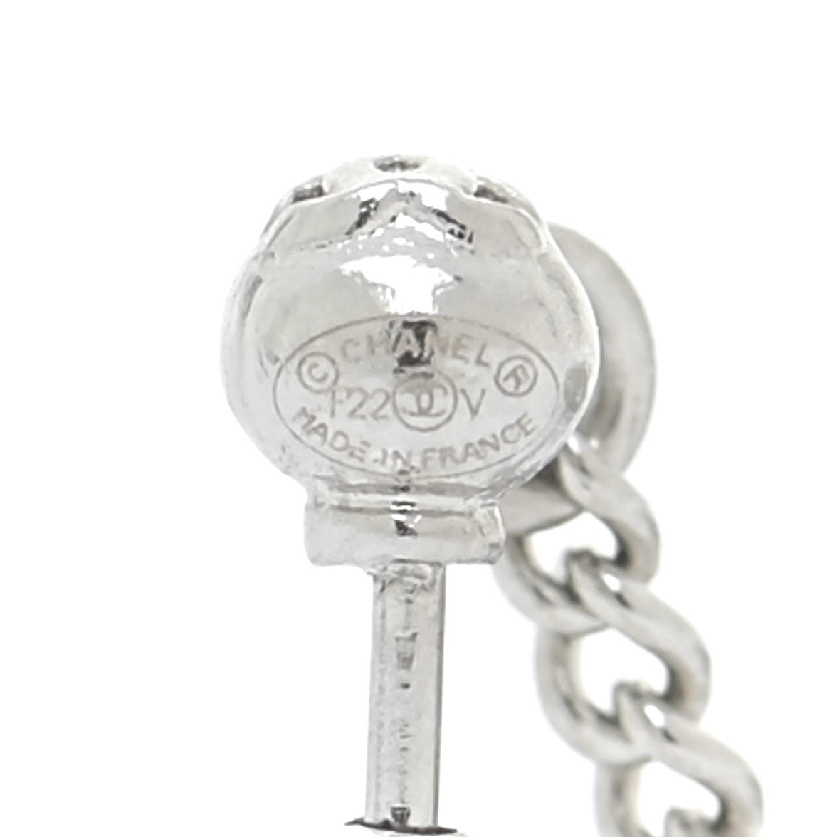 Baguette Crystal CC Drop Earrings Silver