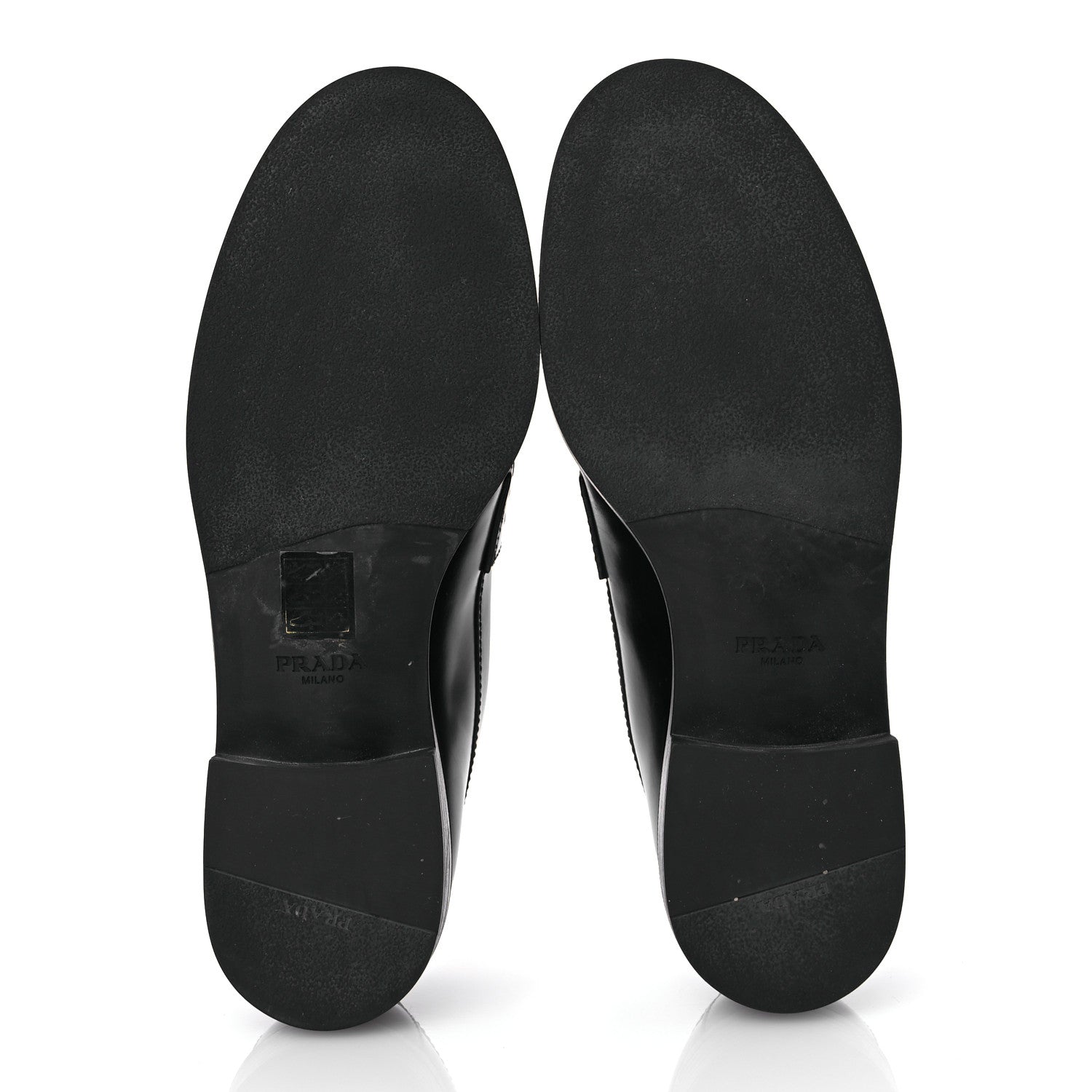 Prada Spazzolato Metal Triangle Logo Loafers 38 Black 7 of 15
