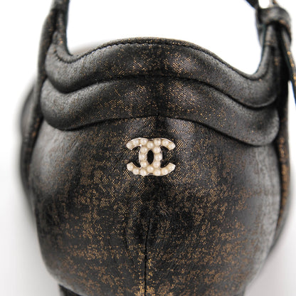 Chanel Lambskin Quilted Fantasy Wedge Sandals 36.5 Black Gold 5 of 8