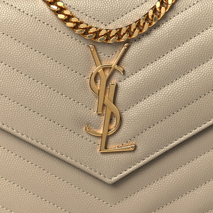 Saint Laurent Grain De Poudre Matelasse Chevron Monogram Chain Wallet Dark Beige 8 of 10