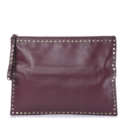 Valentino Garavani Vitello Oversized Rockstud Zip Wristlet Pouch Rubin 1 of 7