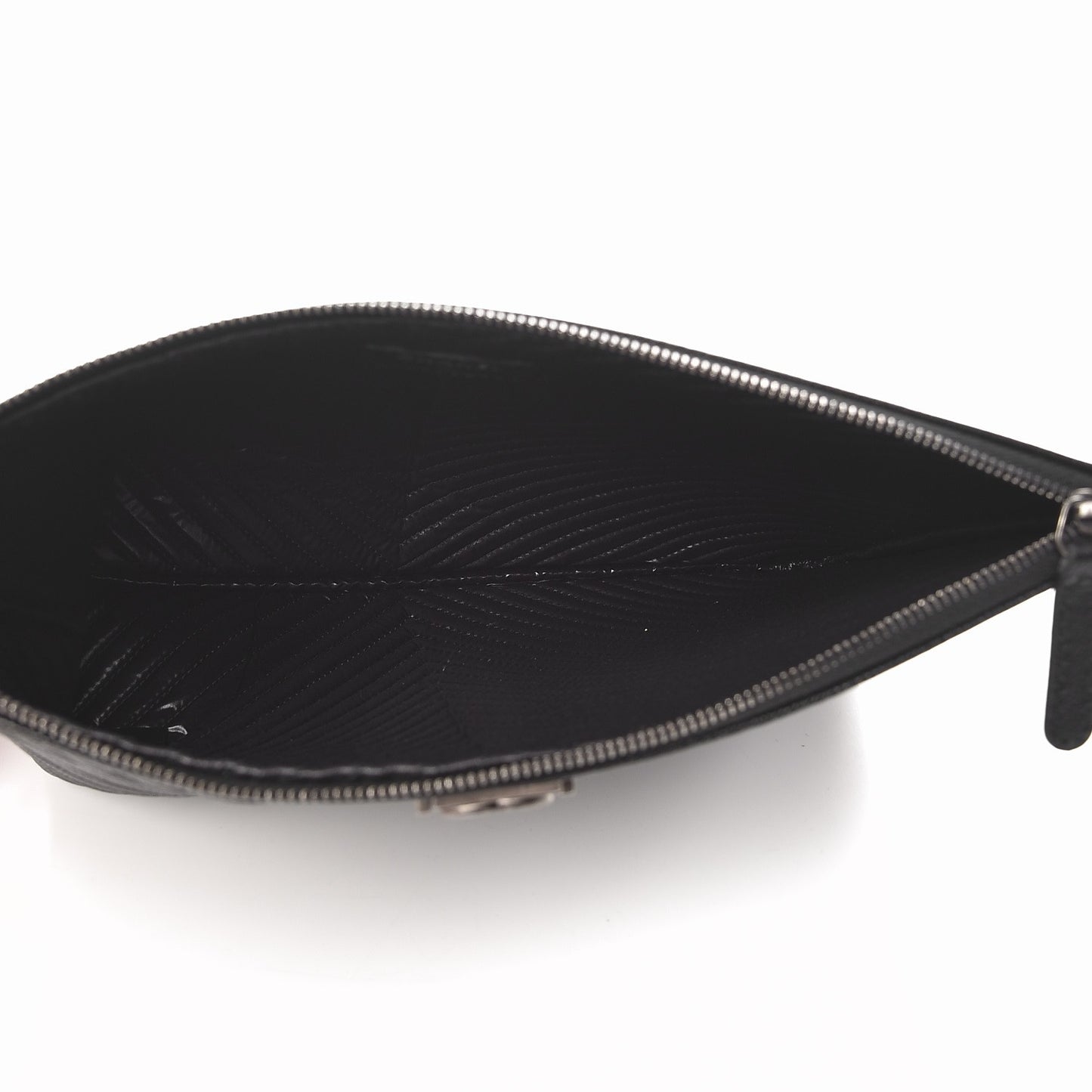 Caviar Chevron Quilted Medium Boy Cosmetic Case Black